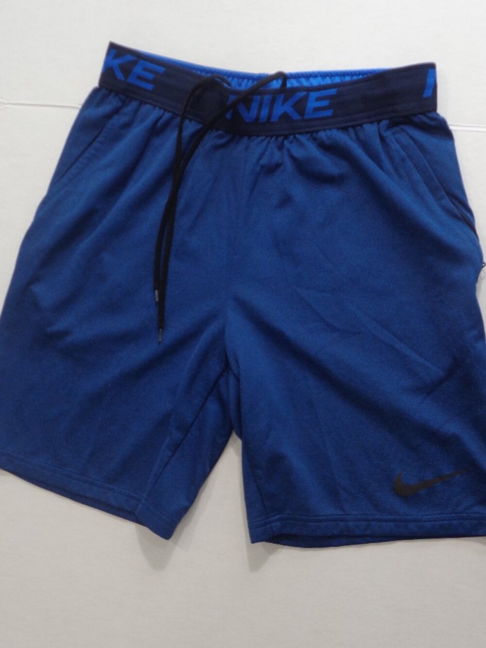 Nike Dri-Fit Flex Mens Navy Athletic Training Shorts Logo Waistband Pocket Sz S